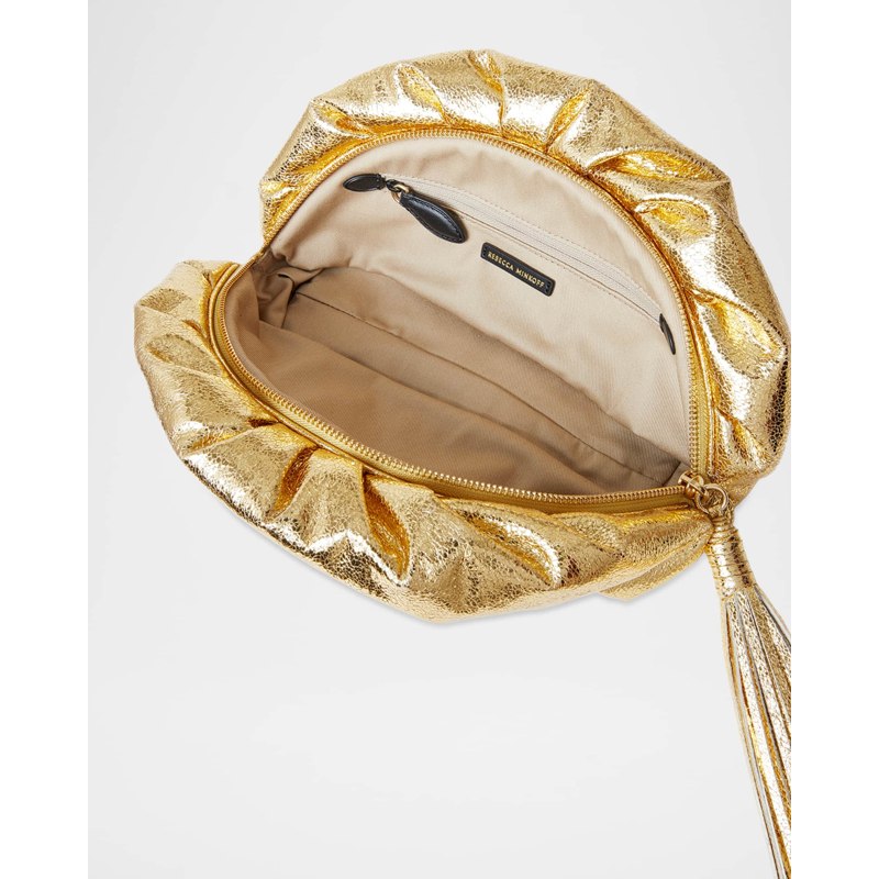 Bolsa Clutch Ruched Metallic Zip