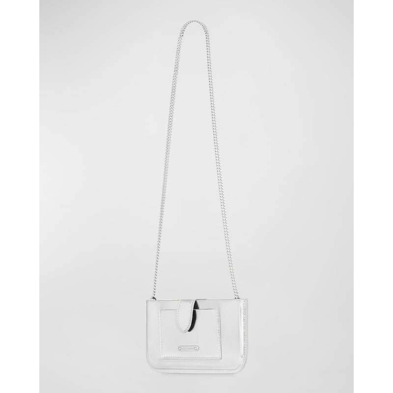 Bolsa Crossbody Phone Metallic Faux-Leather Chain