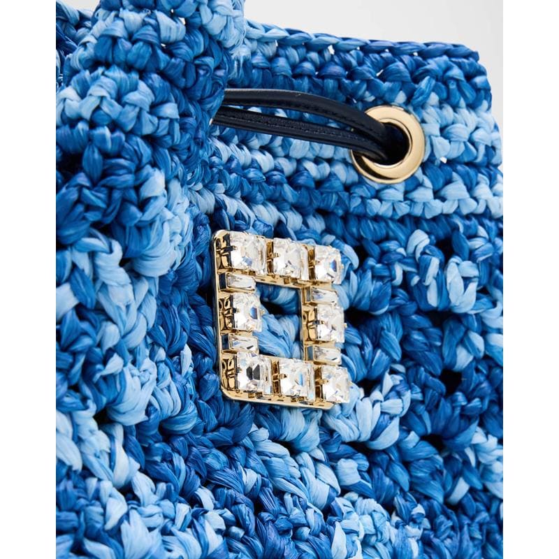 Bolsa Bucket Tres Vivier Buckle Raffia