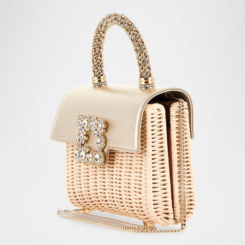 Bolsa Handle Mini Strass Buckle Wicker - Mercado de Luxo - O Maior E-Commerce de Bens, Produtos e Serviços de Luxo do Brasil.