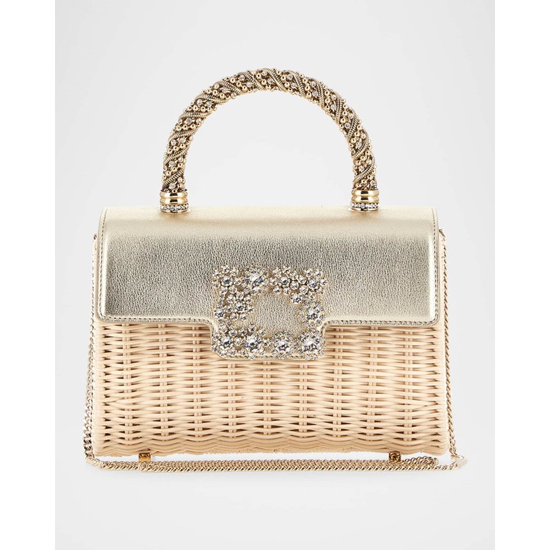 Bolsa Handle Mini Strass Buckle Wicker