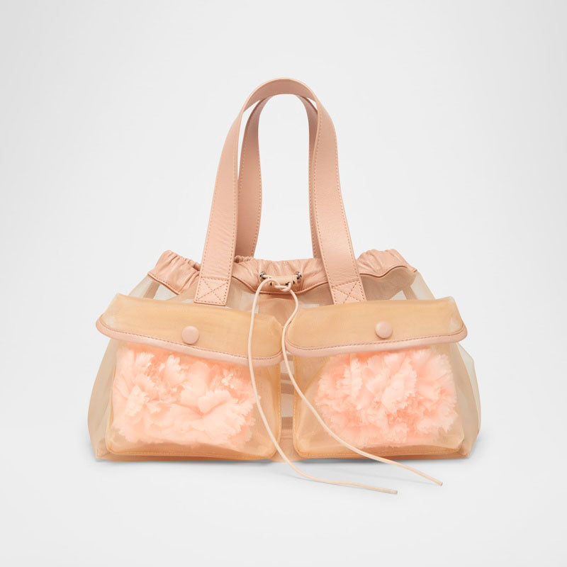 Bolsa Shopper Mini Sheer Stuffed Carnation Drawstring  - Mercado de Luxo - O Maior E-Commerce de Bens, Produtos e Serviços de Luxo do Brasil.