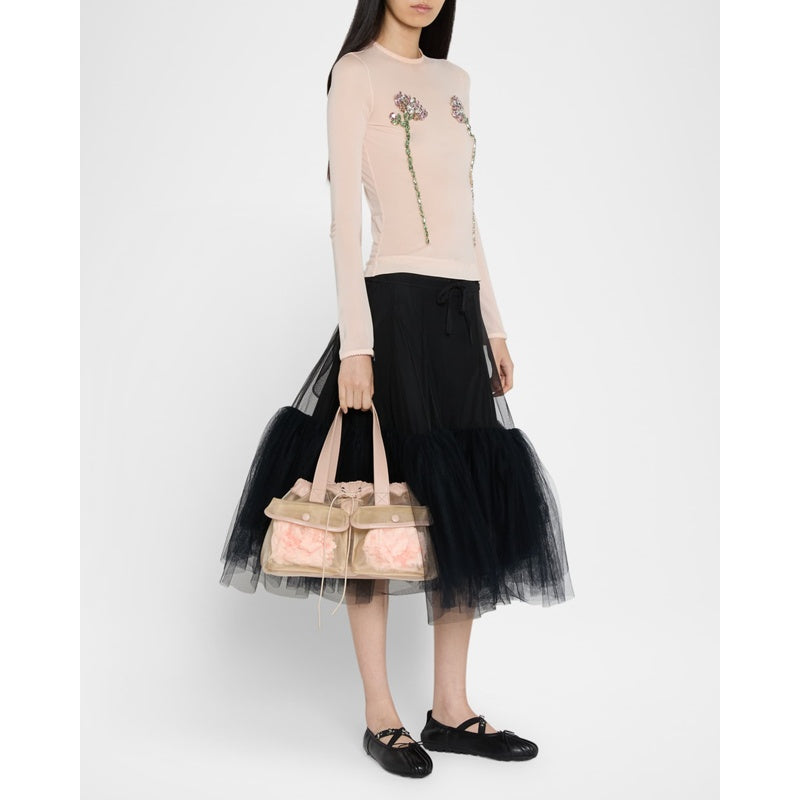 Bolsa Shopper Mini Sheer Stuffed Carnation Drawstring