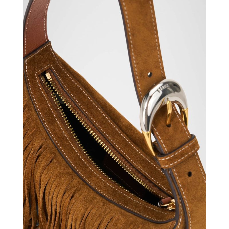 Bolsa Shoulder Owen Fringe Buckle Suede