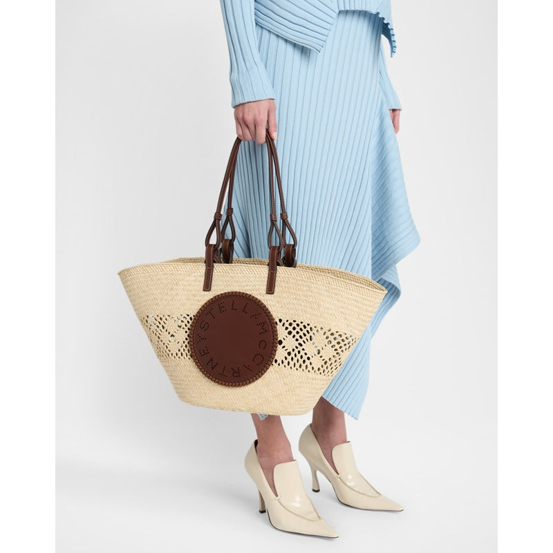 Bolsa Shopper Small Logo Raffia Basket