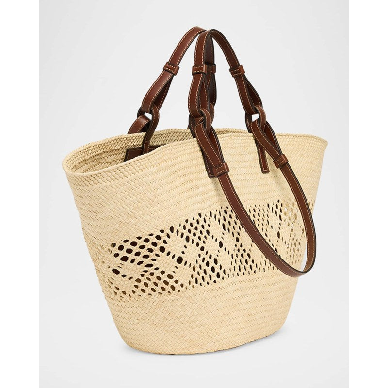 Bolsa Shopper Small Logo Raffia Basket