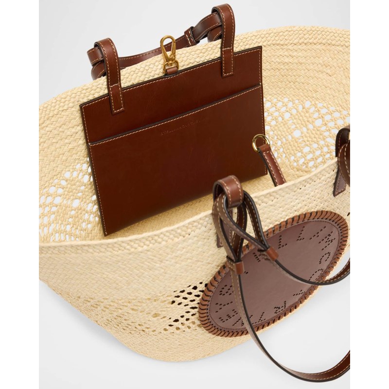 Bolsa Shopper Small Logo Raffia Basket