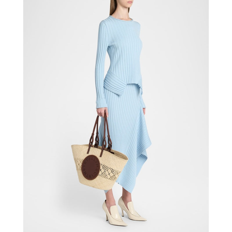 Bolsa Shopper Small Logo Raffia Basket