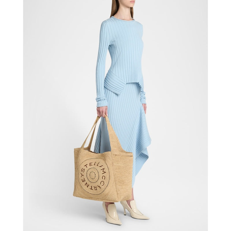 Bolsa Shopper Logo Crochet Raffia