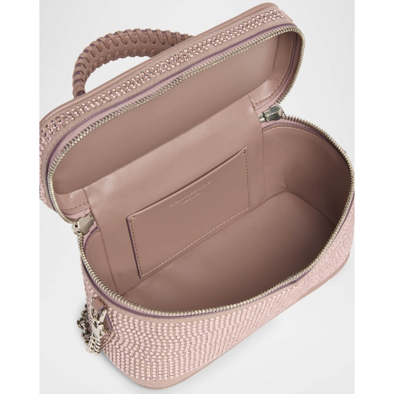 Bolsa Crossbody Allover Crystal Vegan Suede Cosmetic Case