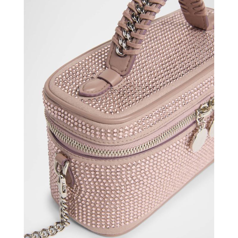 Bolsa Crossbody Allover Crystal Vegan Suede Cosmetic Case