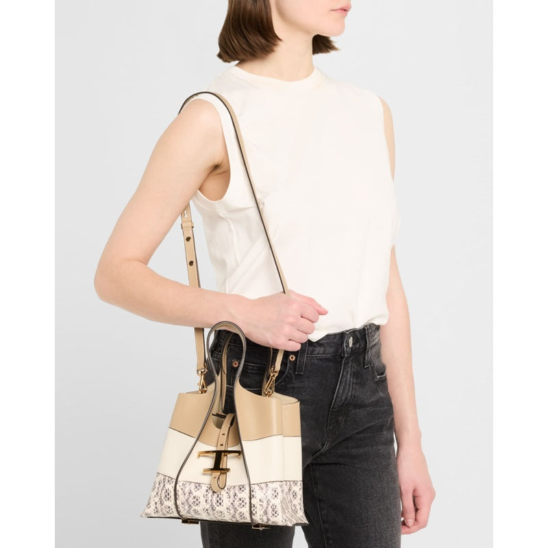 Bolsa Shopper Mini Tricolor Snake-Print