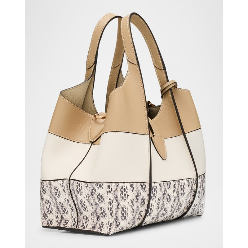 Bolsa Shopper Mini Tricolor Snake-Print