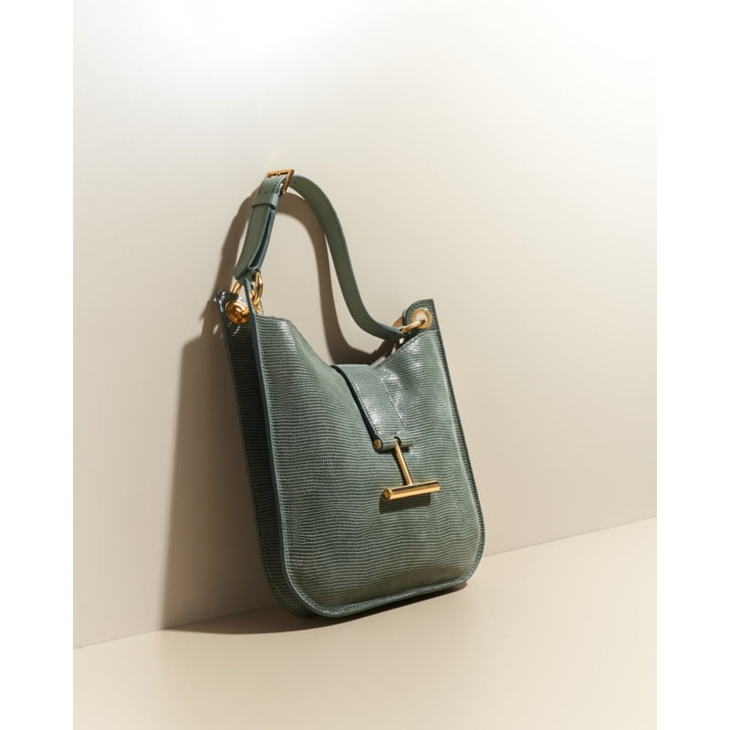 Bolsa Crossbody Tara Small in Lizard-Embossed Suede