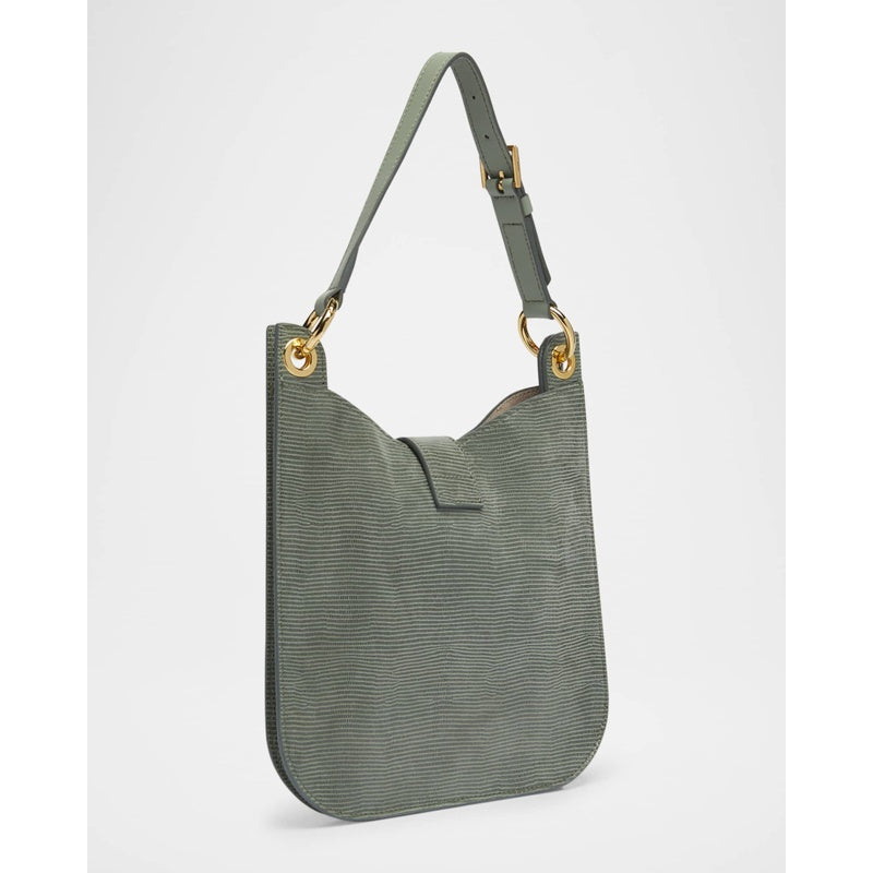 Bolsa Crossbody Tara Small in Lizard-Embossed Suede