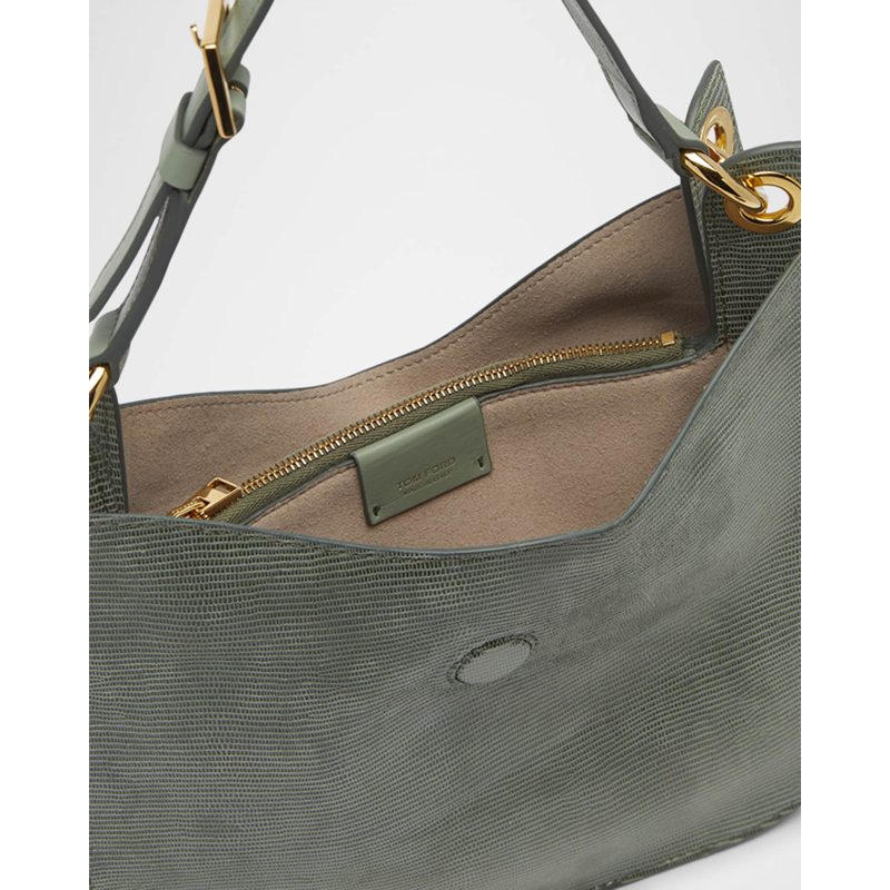 Bolsa Crossbody Tara Small in Lizard-Embossed Suede