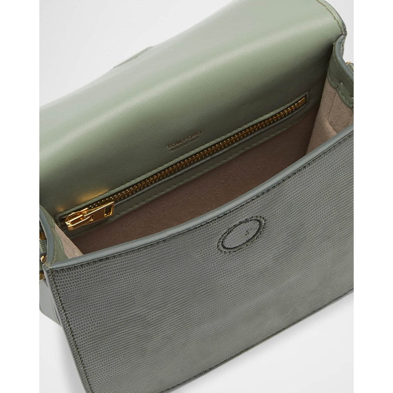 Bolsa Crossbody Tara Mini in Lizard-Embossed Suede