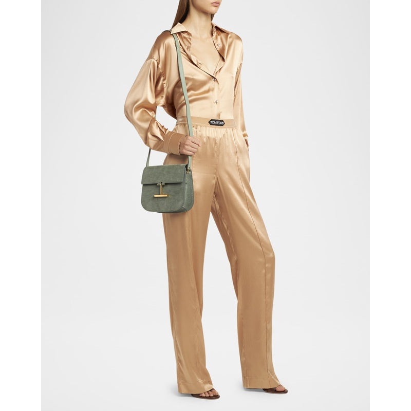 Bolsa Crossbody Tara Mini in Lizard-Embossed Suede