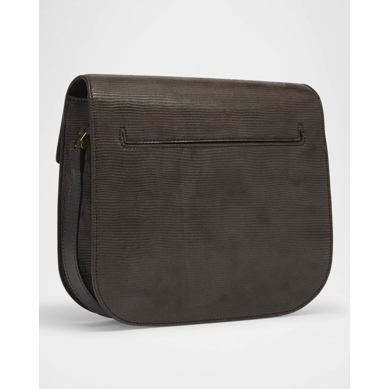 Bolsa Crossbody Tara Medium in Lizard-Embossed Suede