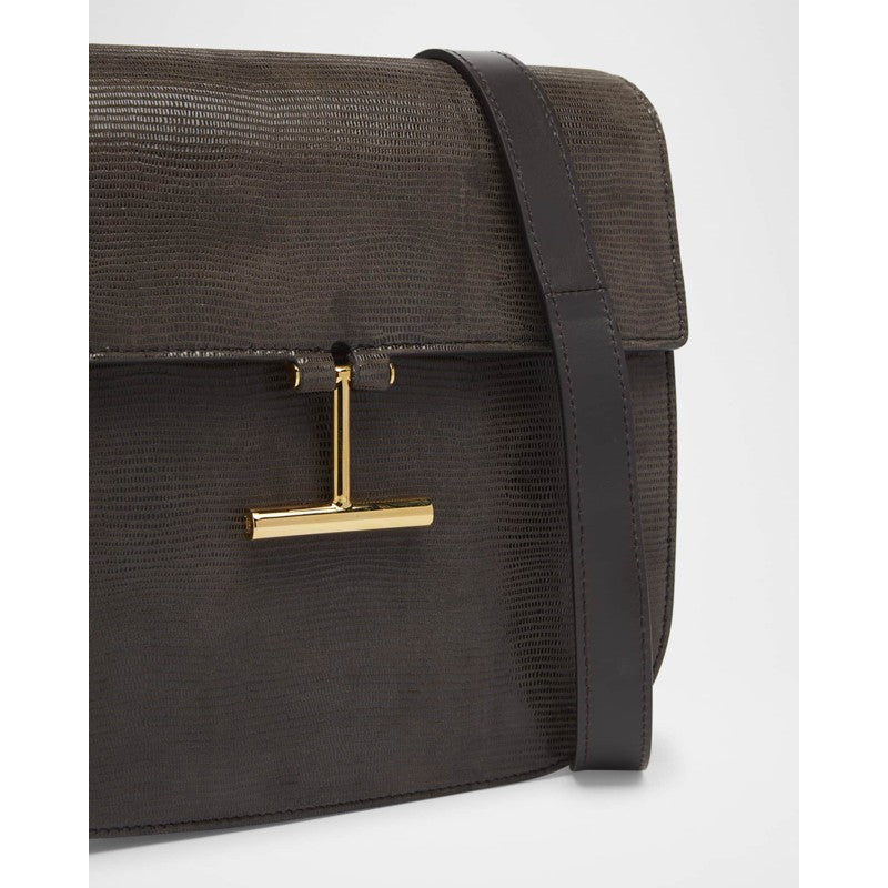 Bolsa Crossbody Tara Medium in Lizard-Embossed Suede
