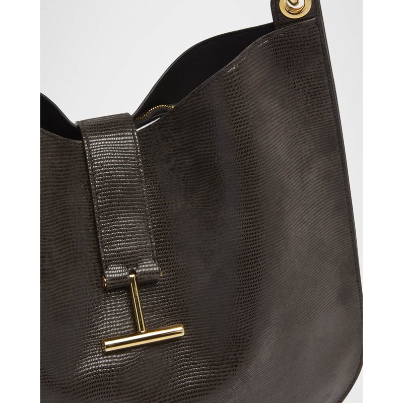 Bolsa Crossbody Tara Large in Lizard-Embossed Suede
