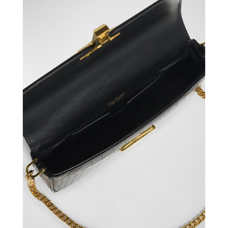 Bolsa Crossbody Wallis Stamped Crocodile Mini Chain