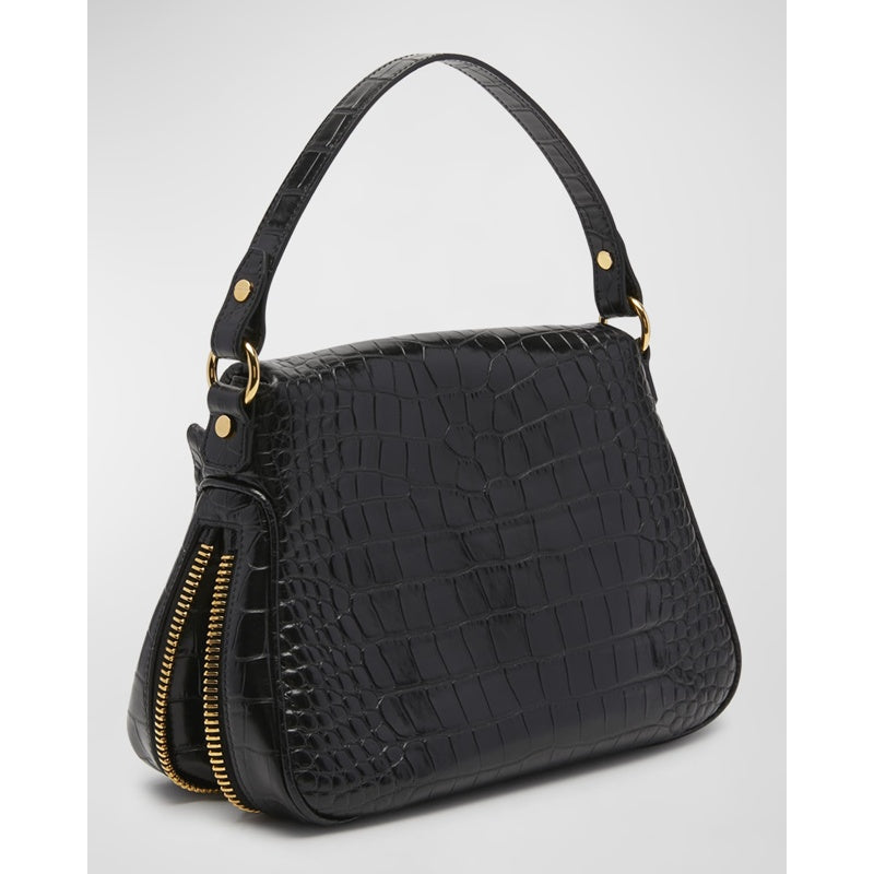Bolsa Crossbody Jennifer Medium Double Strap in Stamped Croc
