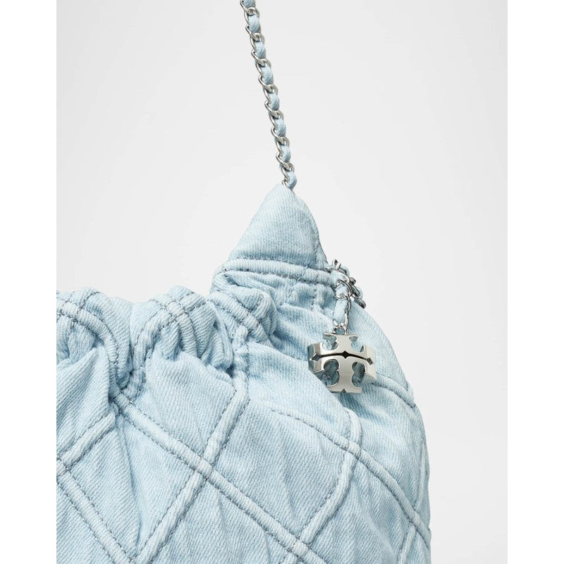 Bolsa Shoulder Fleming Mini Quilted Denim