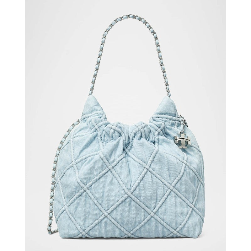 Bolsa Shoulder Fleming Mini Quilted Denim