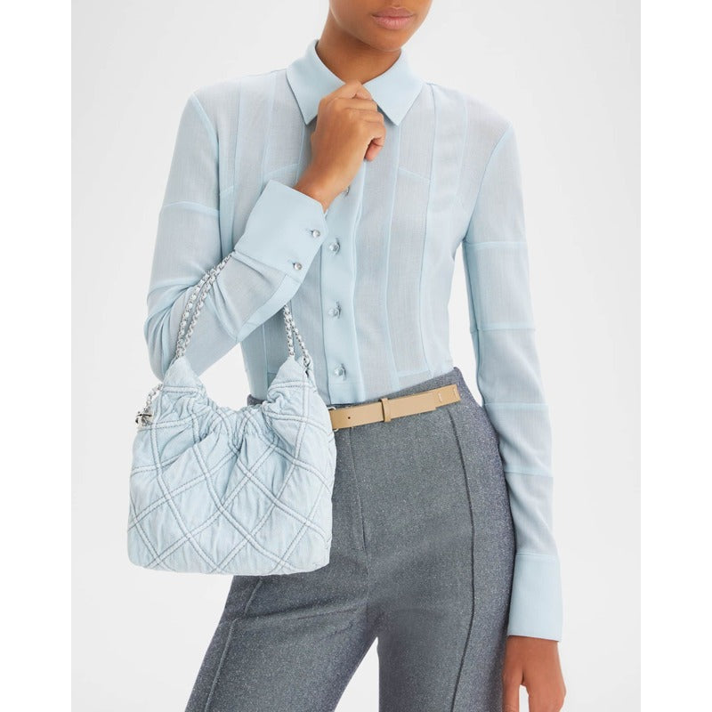Bolsa Shoulder Fleming Mini Quilted Denim