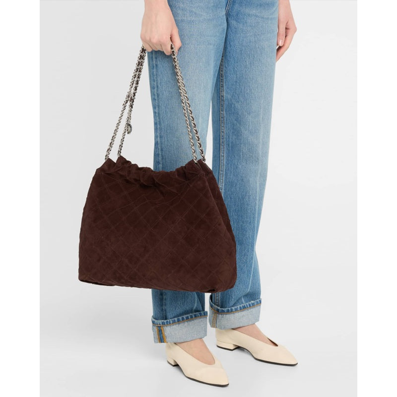 Bolsa Shoulder Fleming Quilted Suede Chain