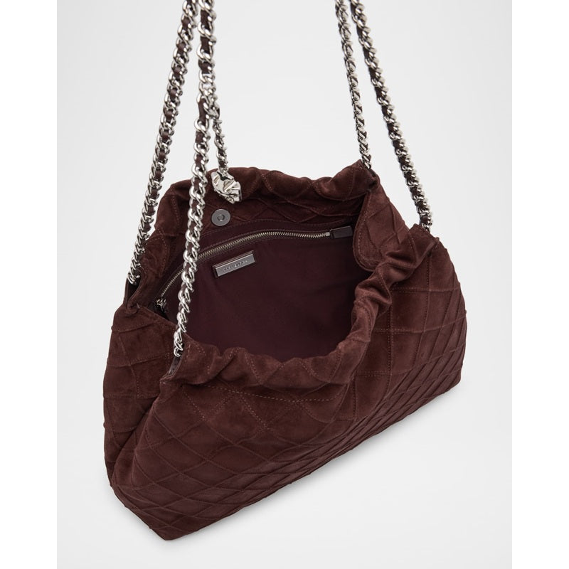 Bolsa Shoulder Fleming Quilted Suede Chain