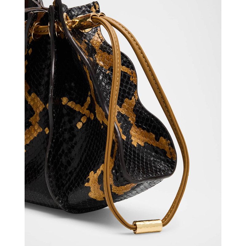 Bolsa Wallet Adria Pleated Wave Snake-Print Wristlet