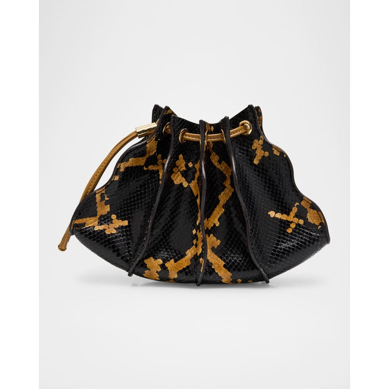 Bolsa Wallet Adria Pleated Wave Snake-Print Wristlet