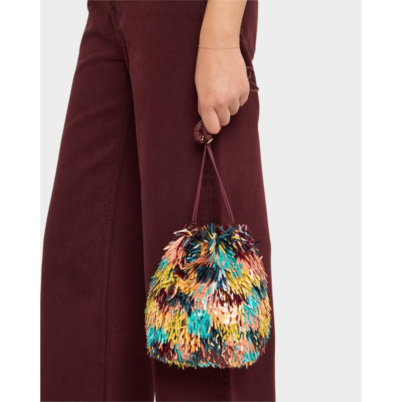 Bolsa Crossbody Celeste Sequined Drawstring