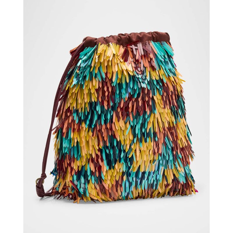 Bolsa Crossbody Celeste Sequined Drawstring