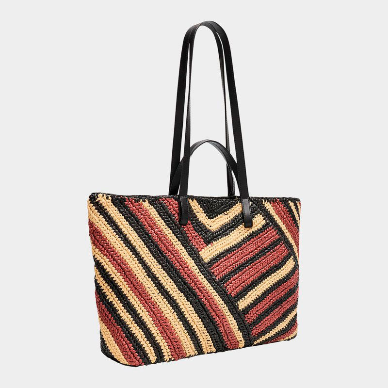 Bolsa Shopper Lali Large Striped Raffia - Mercado de Luxo - O Maior E-Commerce de Bens, Produtos e Serviços de Luxo do Brasil.