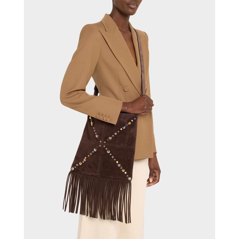 Bolsa Crossbody Nellcote Fringe Stud Suede