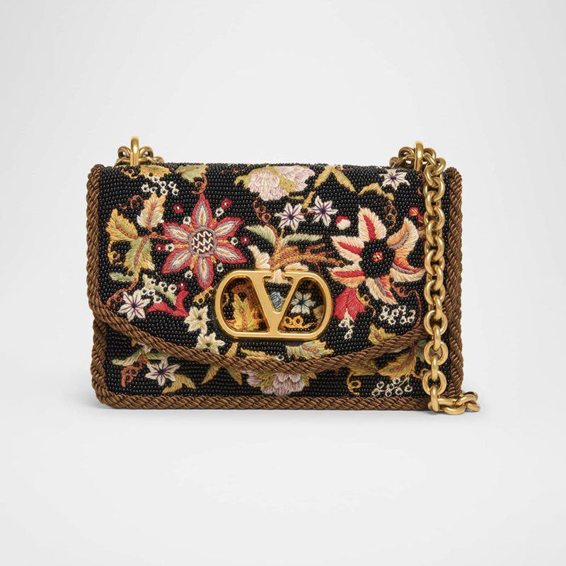Bolsa Shoulder Vain Small VLOGO Floral Beaded - Mercado de Luxo - O Maior E-Commerce de Bens, Produtos e Serviços de Luxo do Brasil.