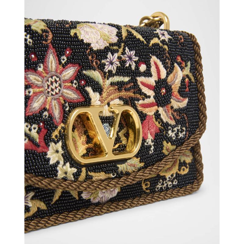 Bolsa Shoulder Vain Small VLOGO Floral Beaded