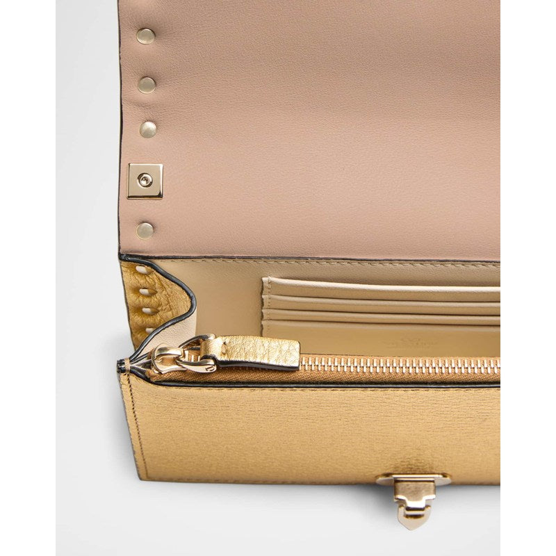 Bolsa Wallet Mini Rockstud Metallic on Chain