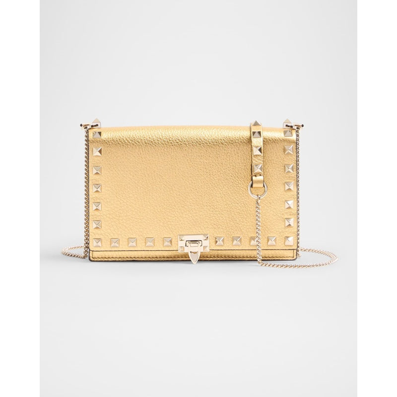 Bolsa Wallet Mini Rockstud Metallic on Chain