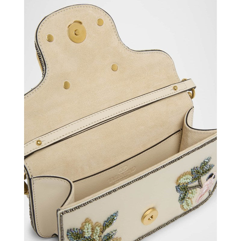 Bolsa Shoulder Loco Small Flower Bird Beaded Satin