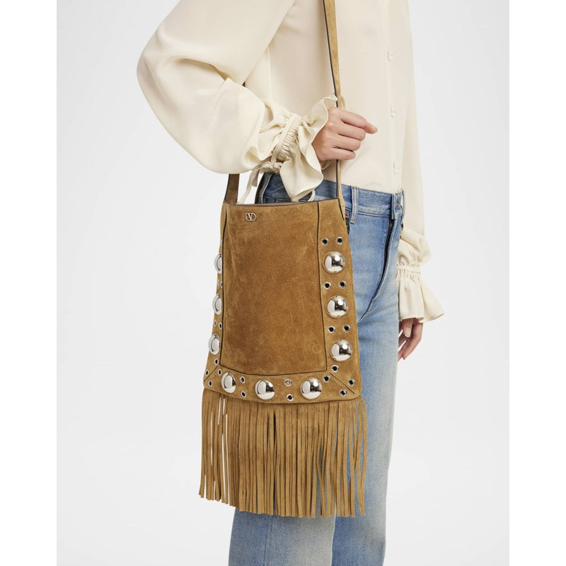Bolsa Crossbody Nellcote Fringe Studded Suede