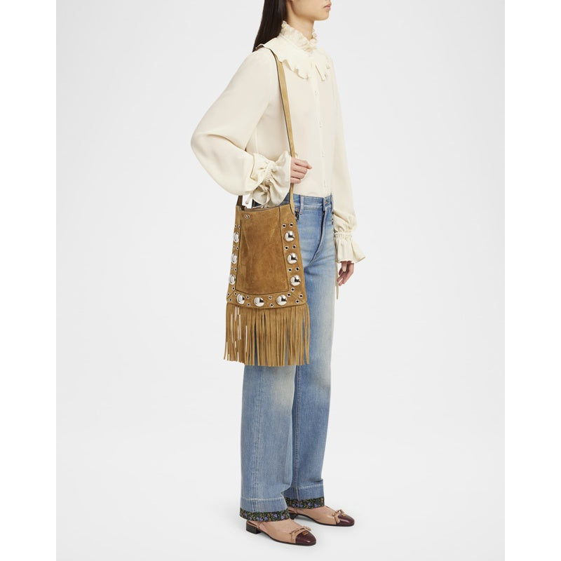 Bolsa Crossbody Nellcote Fringe Studded Suede