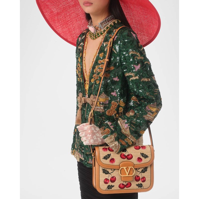 Bolsa Crossbody 9 to 5 Cherries Jacquard Saddle