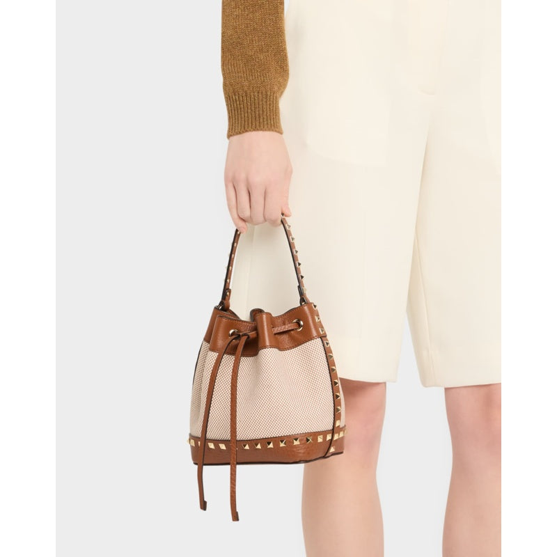 Bolsa Bucket Rockstud Drawstring Canvas