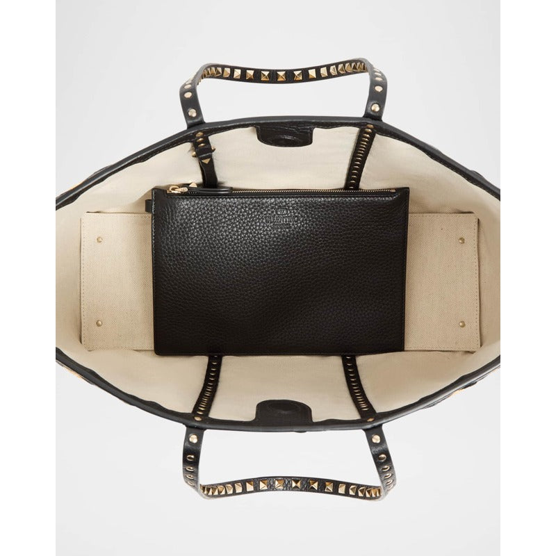 Bolsa Shopper Rockstud Embroidered Raffia