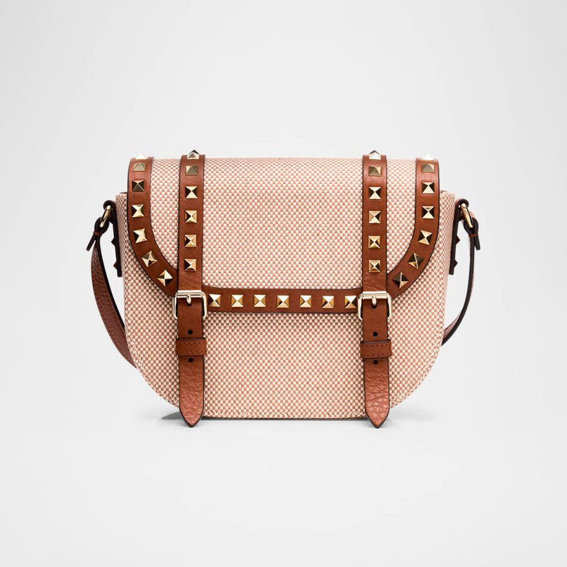 Bolsa Shoulder Small Rockstud Canvas Saddle - Mercado de Luxo - O Maior E-Commerce de Bens, Produtos e Serviços de Luxo do Brasil.