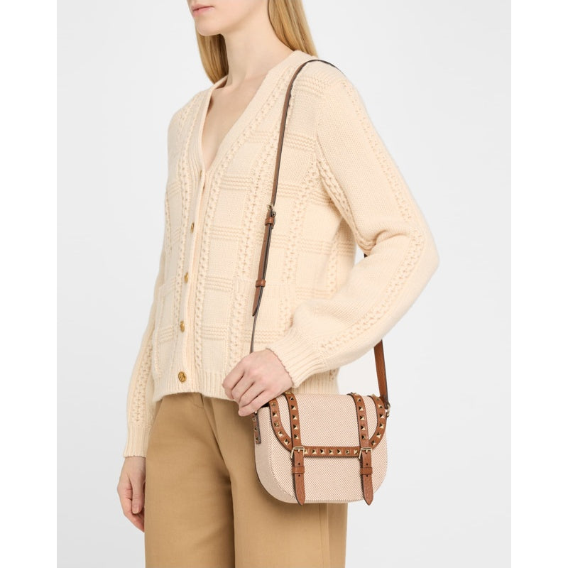 Bolsa Shoulder Small Rockstud Canvas Saddle